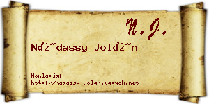 Nádassy Jolán névjegykártya