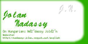 jolan nadassy business card